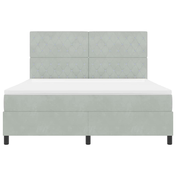 Pat cu arcuri cu saltea Gri deschis 180 x 200 cm Catifea WALTI