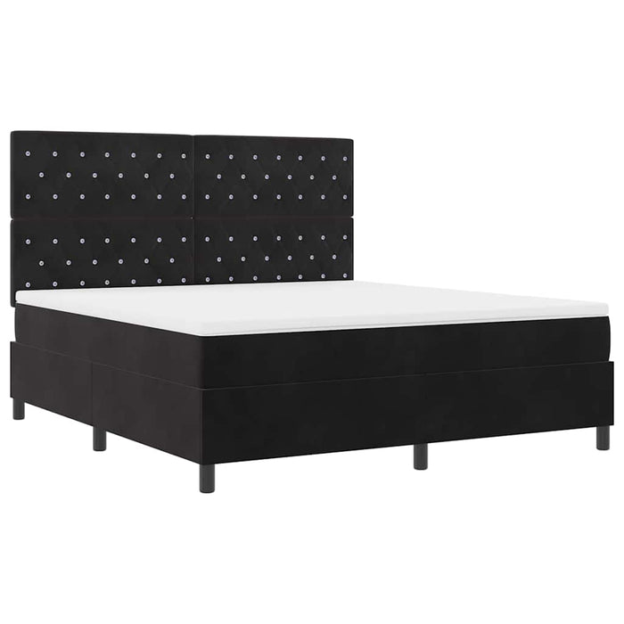Pat cu arcuri cu saltea cu headboard Negru 180 x 200 cm Catifea WALTI