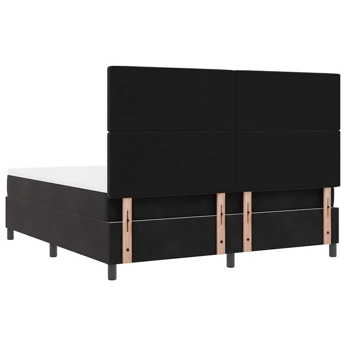 Pat cu arcuri cu saltea cu headboard Negru 180 x 200 cm Catifea WALTI