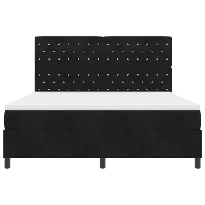 Pat cu arcuri cu saltea cu headboard Negru 180 x 200 cm Catifea WALTI