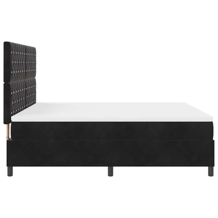 Pat cu arcuri cu saltea cu headboard Negru 180 x 200 cm Catifea WALTI