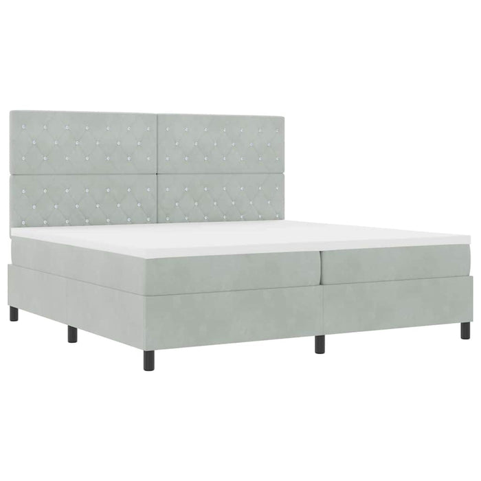 Pat cu arcuri cu saltea Gri deschis 200 x 200 cm țesătură - WALTI WALTI