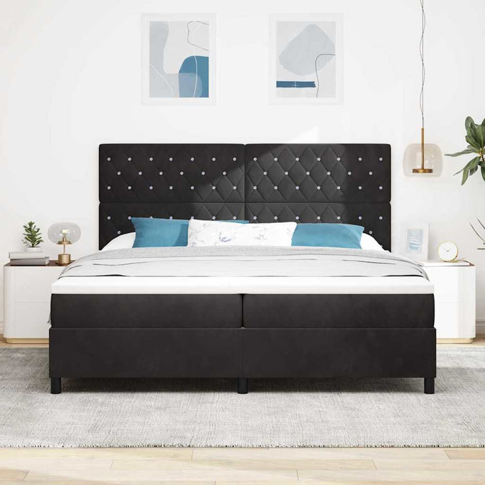 Pat cu arcuri cu saltea cu headboard Negru 200 x 200 cm Catifea - WALTI WALTI