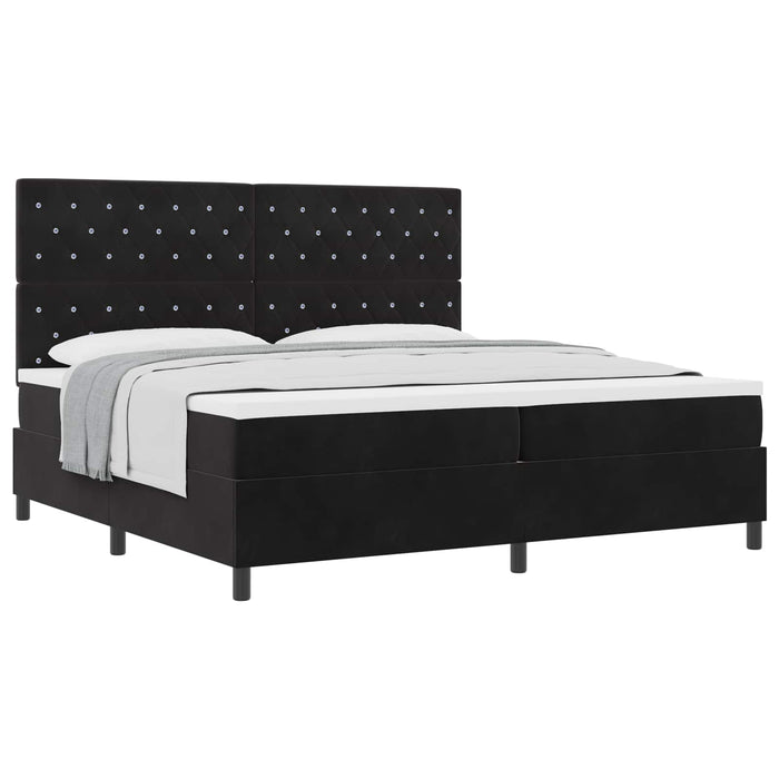 Pat cu arcuri cu saltea cu headboard Negru 200 x 200 cm Catifea - WALTI WALTI