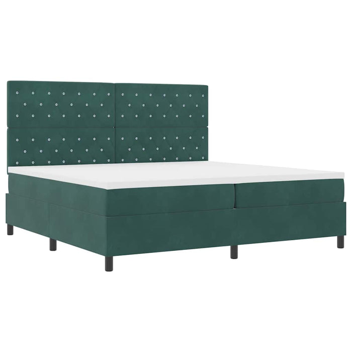 Pat cu arcuri cu saltea Verde închis 200 x 200 cm țesătură - WALTI WALTI