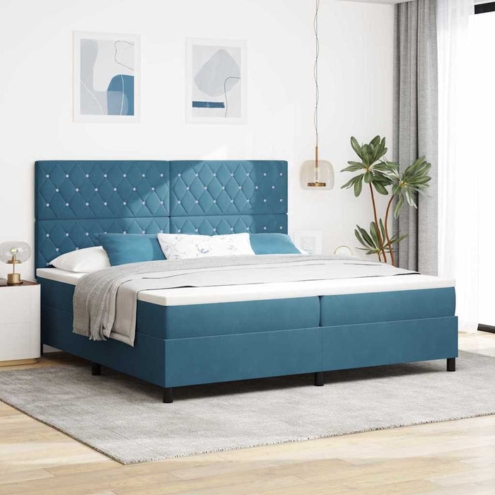 Pat cu arcuri cu saltea Albastru închis 200 x 200 cm Catifea - WALTI WALTI