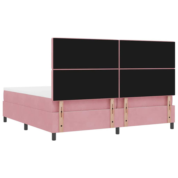 Pat cu arcuri cu saltea cu headboard Roz 200 x 200 cm Catifea WALTI