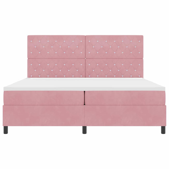 Pat cu arcuri cu saltea cu headboard Roz 200 x 200 cm Catifea WALTI