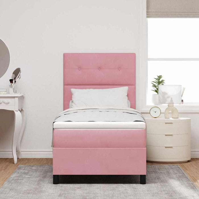 Pat cu arcuri cu saltea cu headboard Roz 80 x 200 cm țesătură - WALTI WALTI