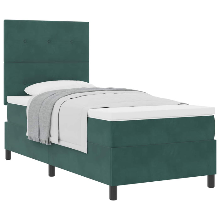 Pat cu arcuri cu saltea Verde închis 90 x 190 cm țesătură - WALTI WALTI
