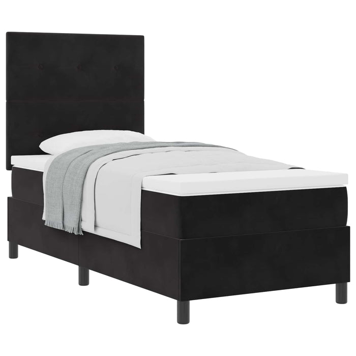 Pat cu arcuri cu saltea Negru 100 x 200 cm țesătură - WALTI WALTI