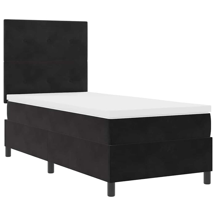Pat cu arcuri cu saltea Negru 100 x 200 cm țesătură - WALTI WALTI