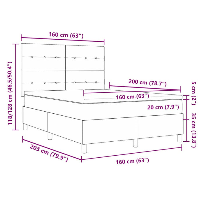 Pat cu arcuri cu headboard Verde închis 160 x 200 cm Catifea - WALTI WALTI