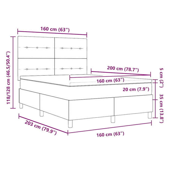 Pat cu arcuri cu saltea cu headboard Roz 160 x 200 cm Catifea - WALTI WALTI