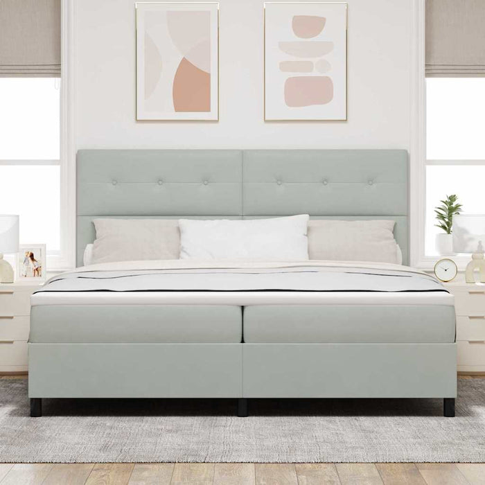 Pat cu arcuri cu saltea Gri deschis 200 x 200 cm țesătură - WALTI WALTI
