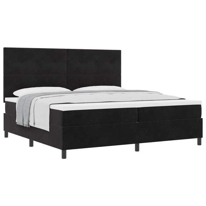 Pat cu arcuri cu saltea Negru 200 x 200 cm țesătură - WALTI WALTI