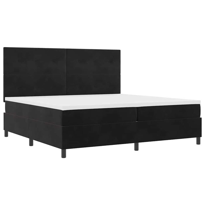 Pat cu arcuri cu saltea Negru 200 x 200 cm țesătură - WALTI WALTI