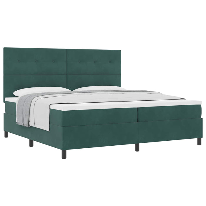Pat cu arcuri cu saltea Verde închis 200 x 200 cm țesătură - WALTI WALTI