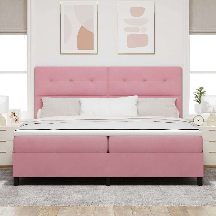Pat cu arcuri cu saltea cu headboard Roz 200 x 200 cm țesătură - WALTI WALTI