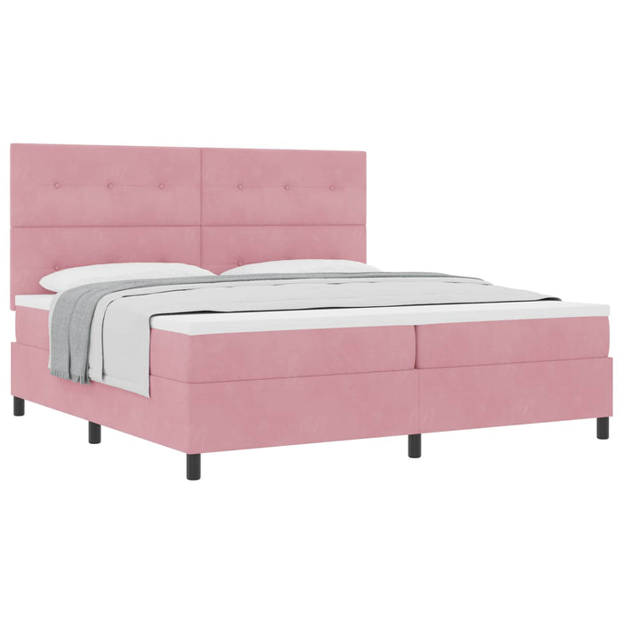 Pat cu arcuri cu saltea cu headboard Roz 200 x 200 cm țesătură - WALTI WALTI