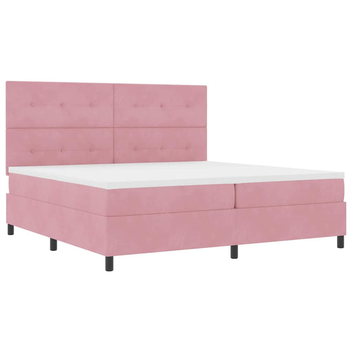 Pat cu arcuri cu saltea cu headboard Roz 200 x 200 cm țesătură - WALTI WALTI