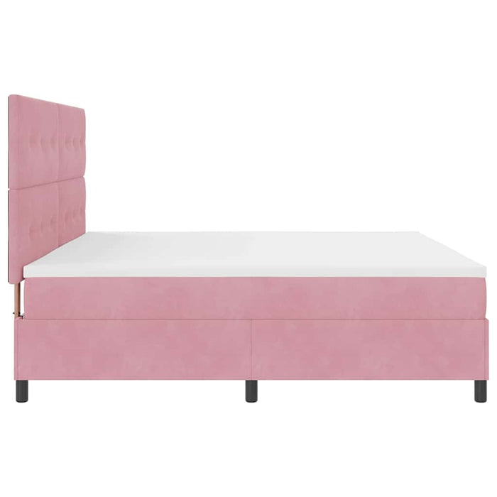 Pat cu arcuri cu saltea cu headboard Roz 200 x 200 cm țesătură - WALTI WALTI