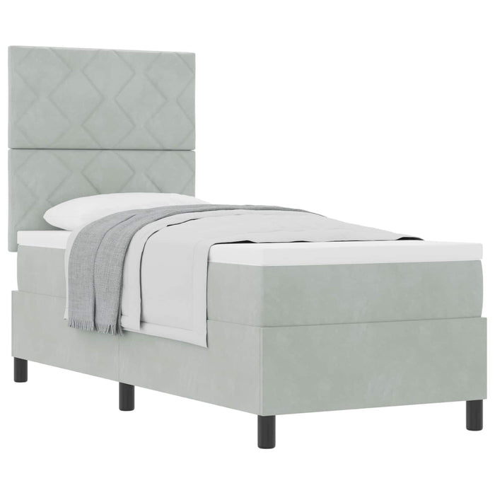 Pat cu arcuri cu headboard Gri deschis 80 x 200 cm Catifea WALTI