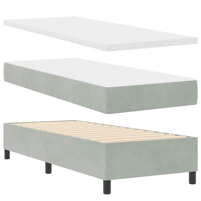 Pat cu arcuri cu headboard Gri deschis 80 x 200 cm Catifea WALTI