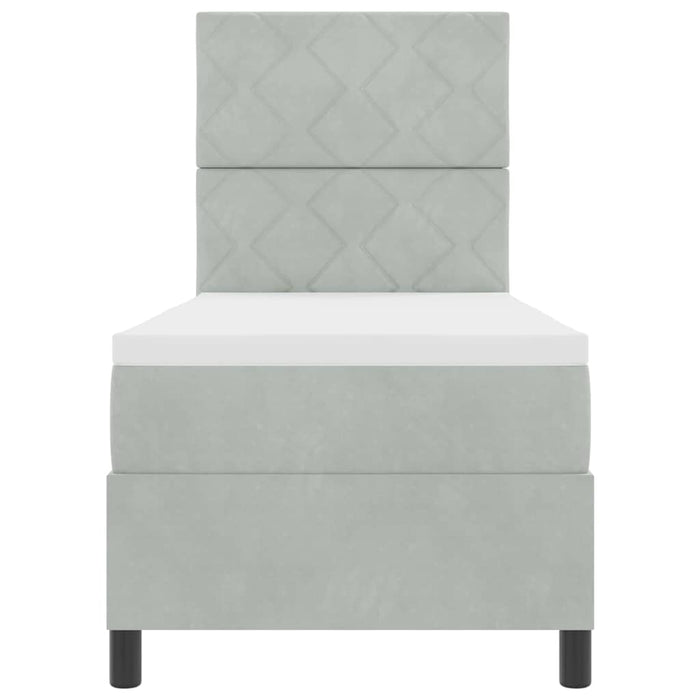 Pat cu arcuri cu headboard Gri deschis 80 x 200 cm Catifea WALTI