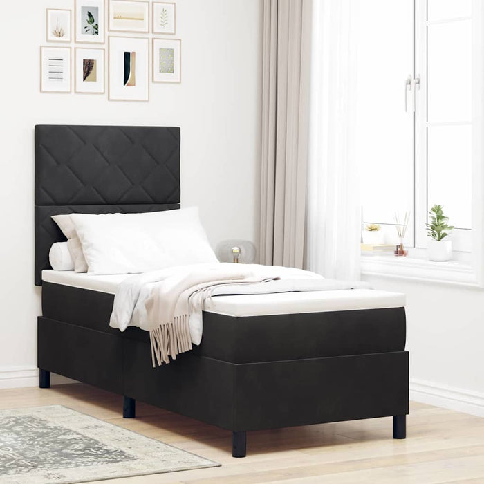 Pat cu arcuri cu headboard Negru 80 x 200 cm Catifea - WALTI WALTI