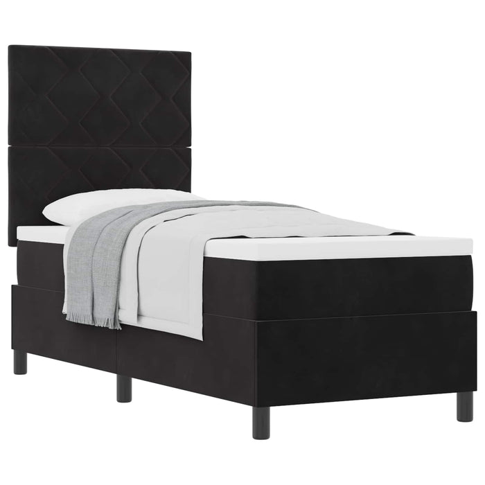 Pat cu arcuri cu headboard Negru 80 x 200 cm Catifea - WALTI WALTI