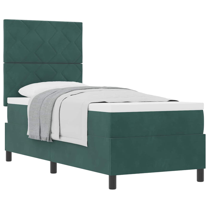 Pat cu arcuri cu headboard Verde închis 80 x 200 cm Catifea WALTI