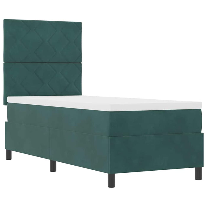 Pat cu arcuri cu headboard Verde închis 80 x 200 cm Catifea WALTI