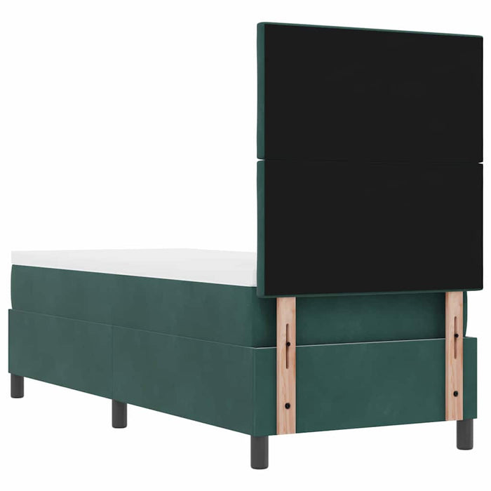Pat cu arcuri cu headboard Verde închis 80 x 200 cm Catifea WALTI