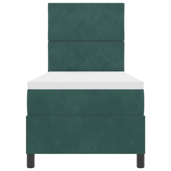 Pat cu arcuri cu headboard Verde închis 80 x 200 cm Catifea WALTI