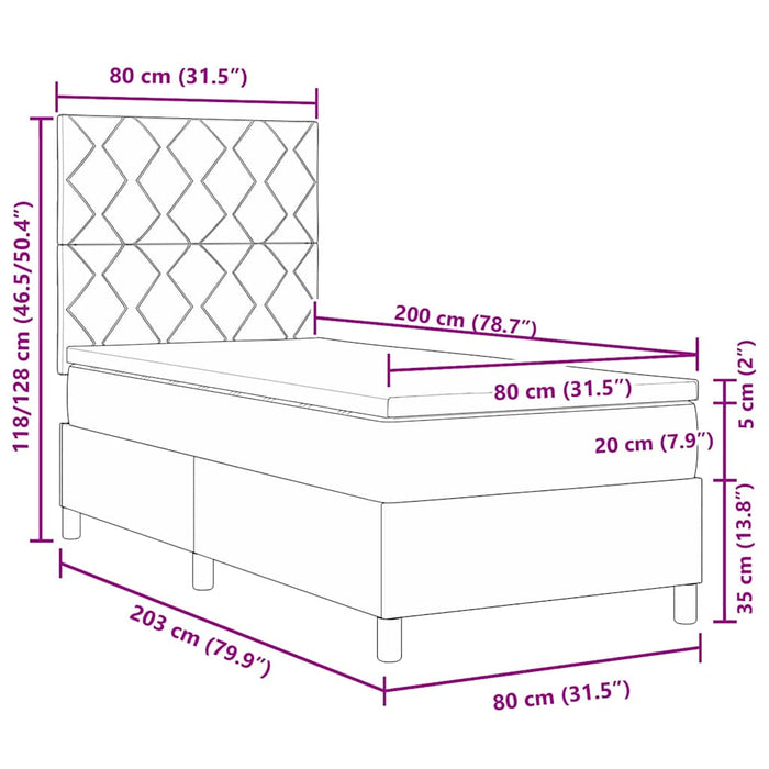 Pat cu arcuri cu headboard Verde închis 80 x 200 cm Catifea WALTI