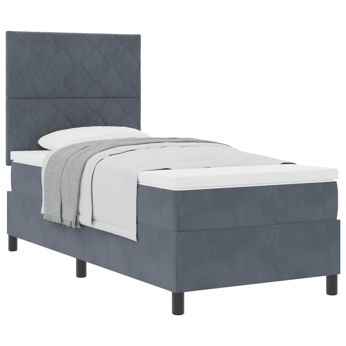 Pat cu arcuri cu headboard Gri închis 90 x 190 cm Catifea WALTI