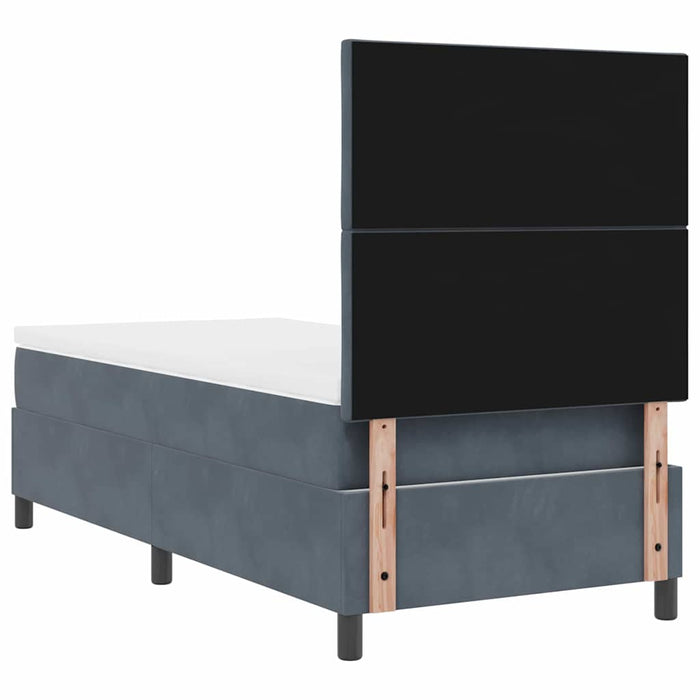 Pat cu arcuri cu headboard Gri închis 90 x 190 cm Catifea WALTI