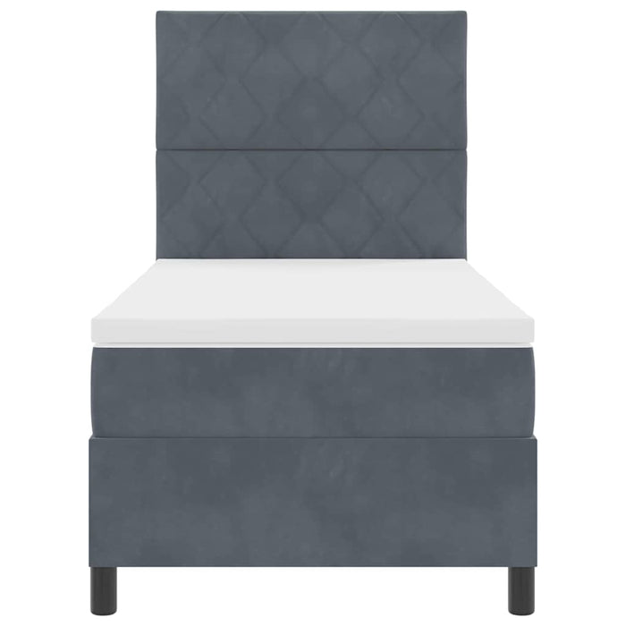 Pat cu arcuri cu headboard Gri închis 90 x 190 cm Catifea WALTI