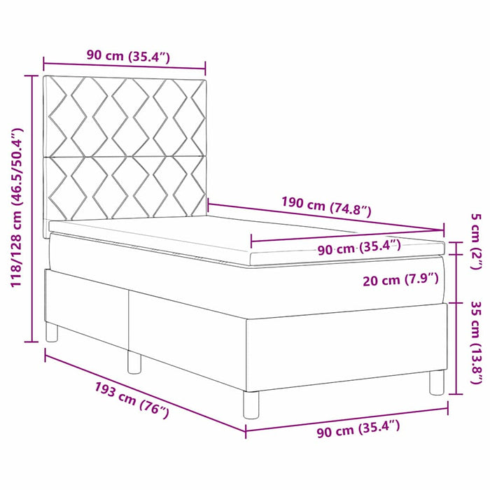 Pat cu arcuri cu headboard Negru 90 x 190 cm Catifea - WALTI WALTI