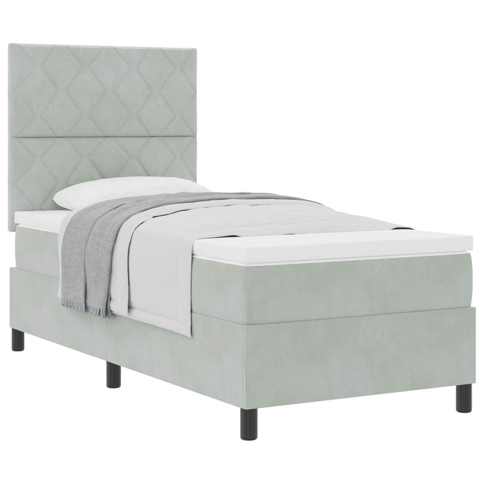 Pat cu arcuri cu headboard Gri deschis 100 x 200 cm Catifea WALTI