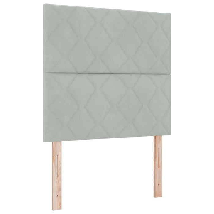 Pat cu arcuri cu headboard Gri deschis 100 x 200 cm Catifea WALTI