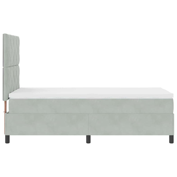 Pat cu arcuri cu headboard Gri deschis 100 x 200 cm Catifea WALTI