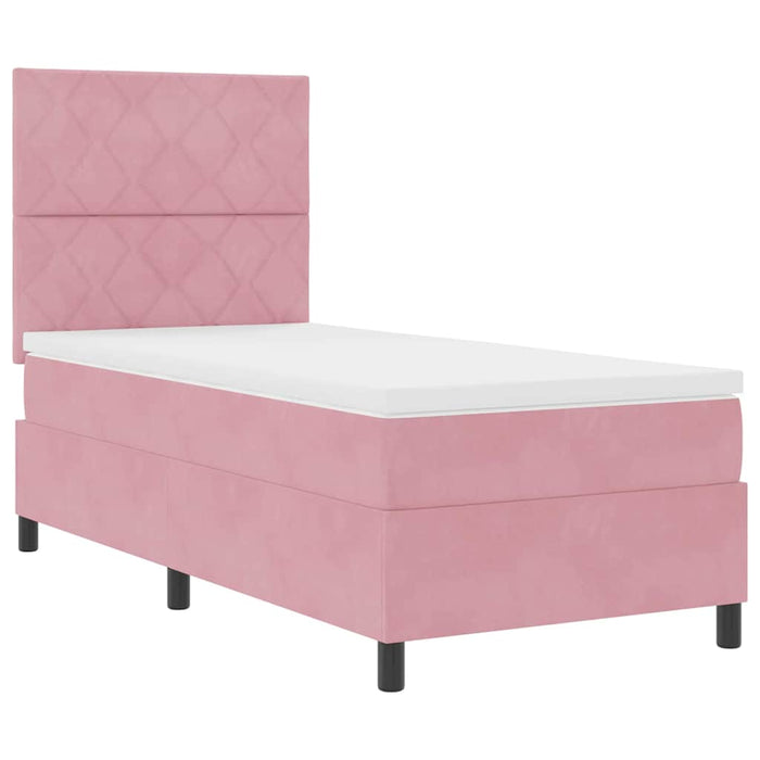 Pat cu arcuri cu headboard Roz 100 x 200 cm Catifea WALTI