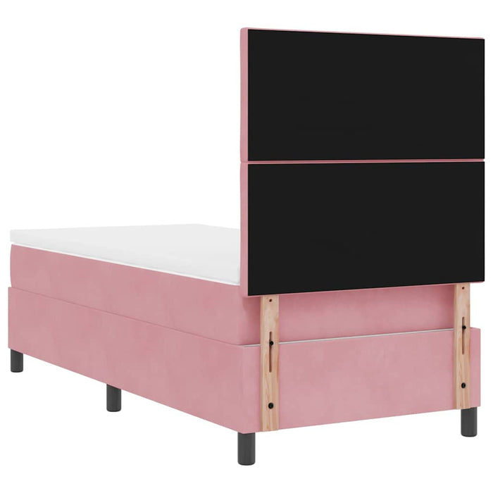 Pat cu arcuri cu headboard Roz 100 x 200 cm Catifea WALTI