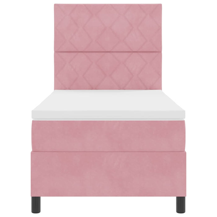 Pat cu arcuri cu headboard Roz 100 x 200 cm Catifea WALTI
