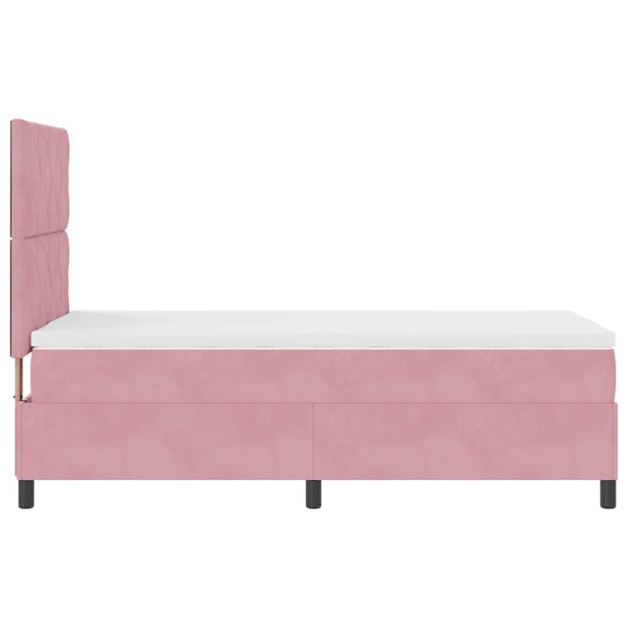 Pat cu arcuri cu headboard Roz 100 x 200 cm Catifea WALTI