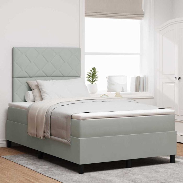 Pat cu arcuri cu headboard Gri deschis 120 x 190 cm Catifea - WALTI WALTI