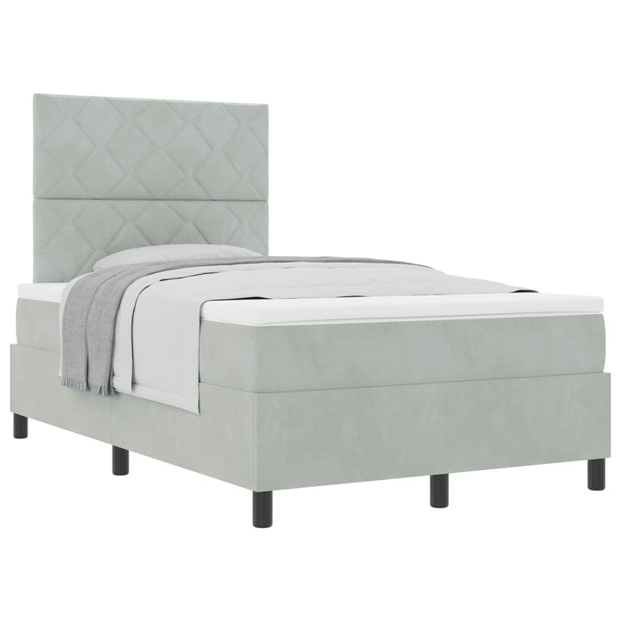 Pat cu arcuri cu headboard Gri deschis 120 x 190 cm Catifea - WALTI WALTI