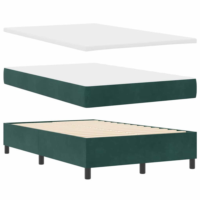 Pat cu arcuri cu headboard Verde închis 120 x 190 cm Catifea WALTI